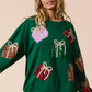 BiBi Sequin Christmas Gift Box Embroideries Pullover - DAVERRI FASHIONS