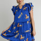 Umgee Cheetah Print Notched Ruffle Layered Cap Sleeve Mini Dress Mini Dresses