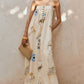 Daverri bohemian print cami maxi dress in off-white with eyes, animals