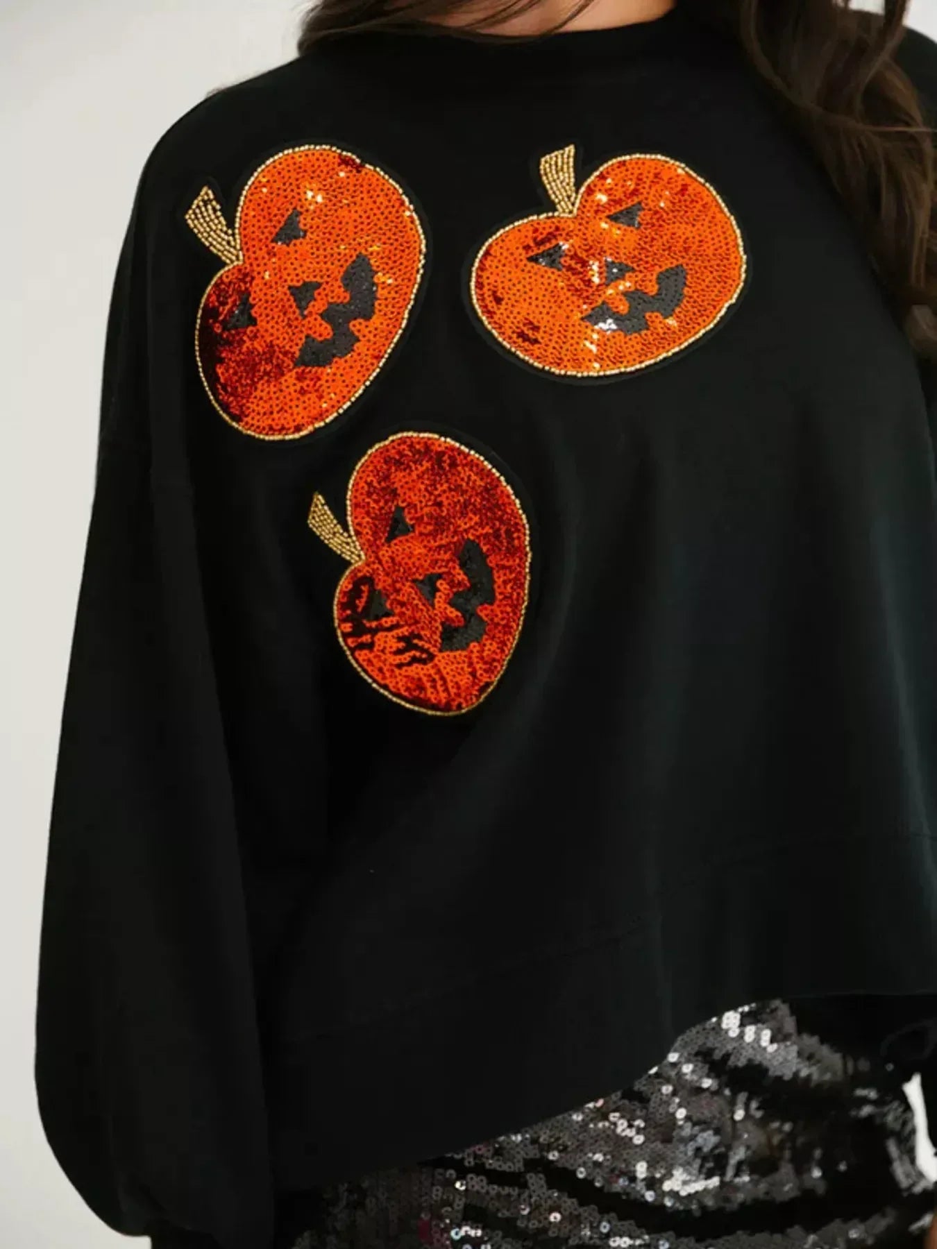 Halloween Pumpkin Round Neck Sweatshirt - DAVERRI FASHIONS