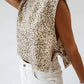 Beige leopard print womens tie-side sleeveless tank top