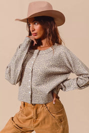 SO ME Two Tone Leopard Vintage Print Button Up Cardigan | Cardigans Daverri Fashions