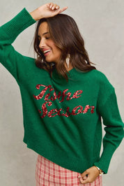 SO ME Sequins Lettering Christmas Holiday Sweater | Sweaters Daverri Fashions