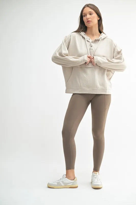 MONO B Drift Burnout Fleece Snap Hoodie | Daverri Fashions