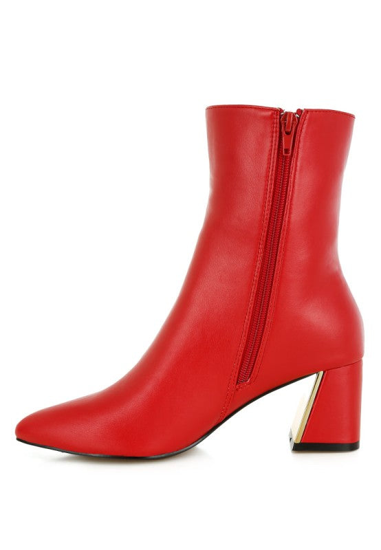 Kaira Metallic Accent Heel High Ankle Boots | Boots Daverri Fashions