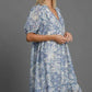Umgee Full Size Printed Puff Short Sleeve Midi Dress Plus Size Mid Dresses
