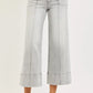Light-wash Risen tummy control mid-rise crop wide-leg jeans with pintucks