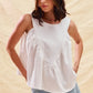 SO ME Game Day Color Denim Ruched Sleeveless Top