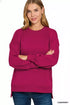 Zenana Fleece Hi-low Boyfriend Sweatshirts with Pockets - DAVERRI FASHIONS