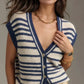 Button Down V Neck Sweater Vest - DAVERRI FASHIONS