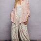 Pol embroidered floral collared pink lace shirt with scalloped edges