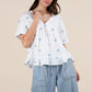 VERY J Flower Embroidered Woven Blouse
