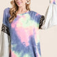 BiBi Tie Dye Terry Top with Contrast Puff Sleeves - DAVERRI FASHIONS