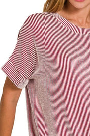 Zenana Corded Rib Short Sleeve T-Shirt | Daverri Fashions