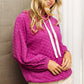 BiBi Brushed Checker Drawstring Long Sleeve Hoodie - DAVERRI FASHIONS