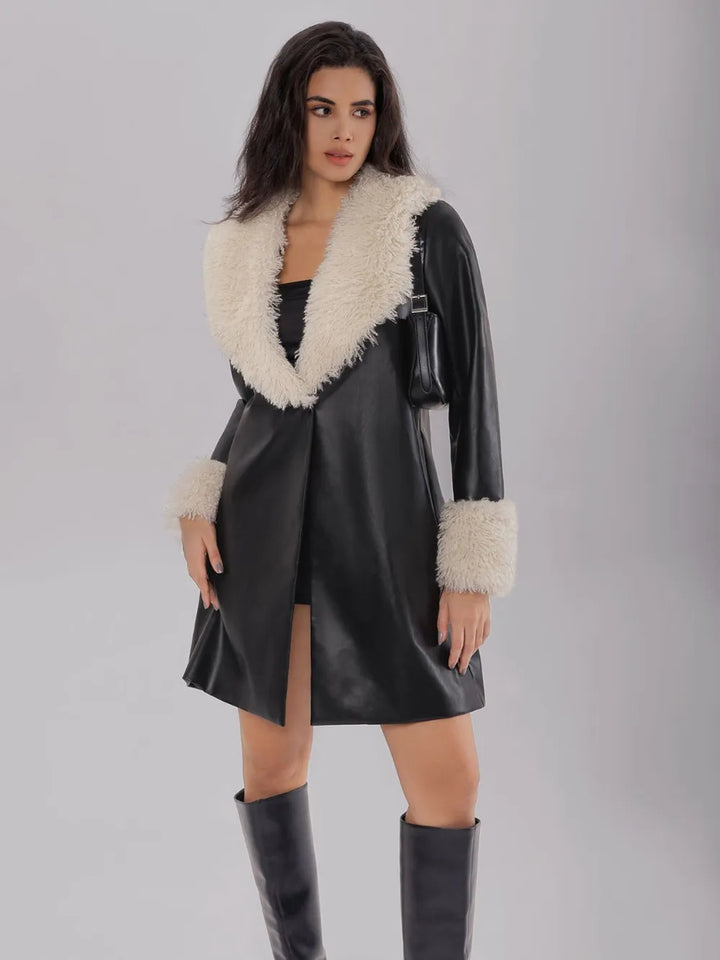 Fuzzy Long Sleeve Longline Coat | Jackets Daverri Fashions