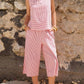 Daverri pink and white striped sleeveless top with fitted waistband