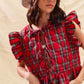 SO ME Christmas Holiday Plaid Ruffled Quilt Vest Top - DAVERRI FASHIONS