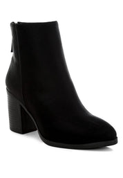 Black Veyara Lycra Block Heel Ankle Boots | Boots Daverri Fashions