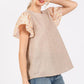 Ces Femme Round Neck Floral Short Sleeve Top - DAVERRI FASHIONS