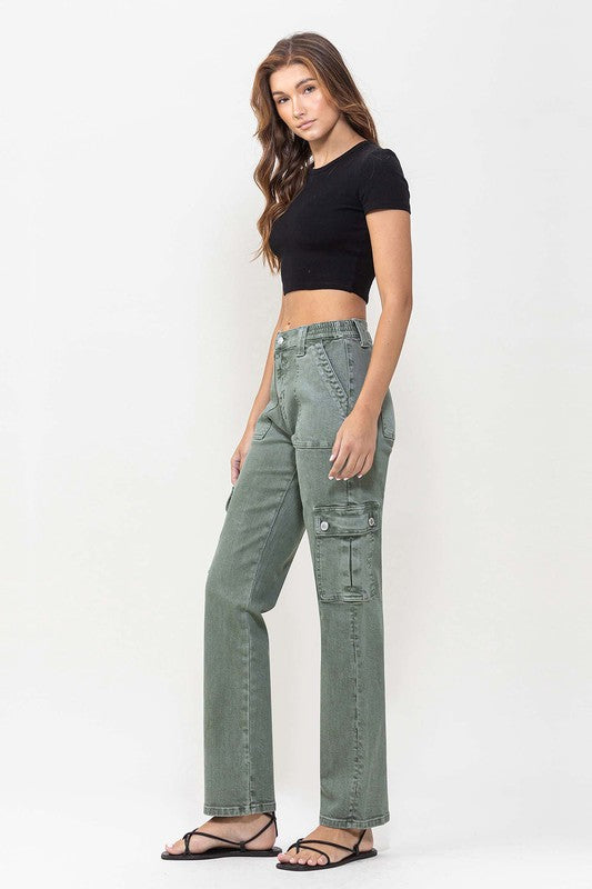 Vervet Cargo Pocket Mid Rise Straight Jeans Jeans