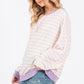 Ces Femme Striped Round Neck Drop Shoulder Sweatshirt Sweatshirts
