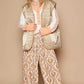 POL Front Zipper Floral Pattern Quilted Vest Coat with Front Pockets - DAVERRI FASHIONS