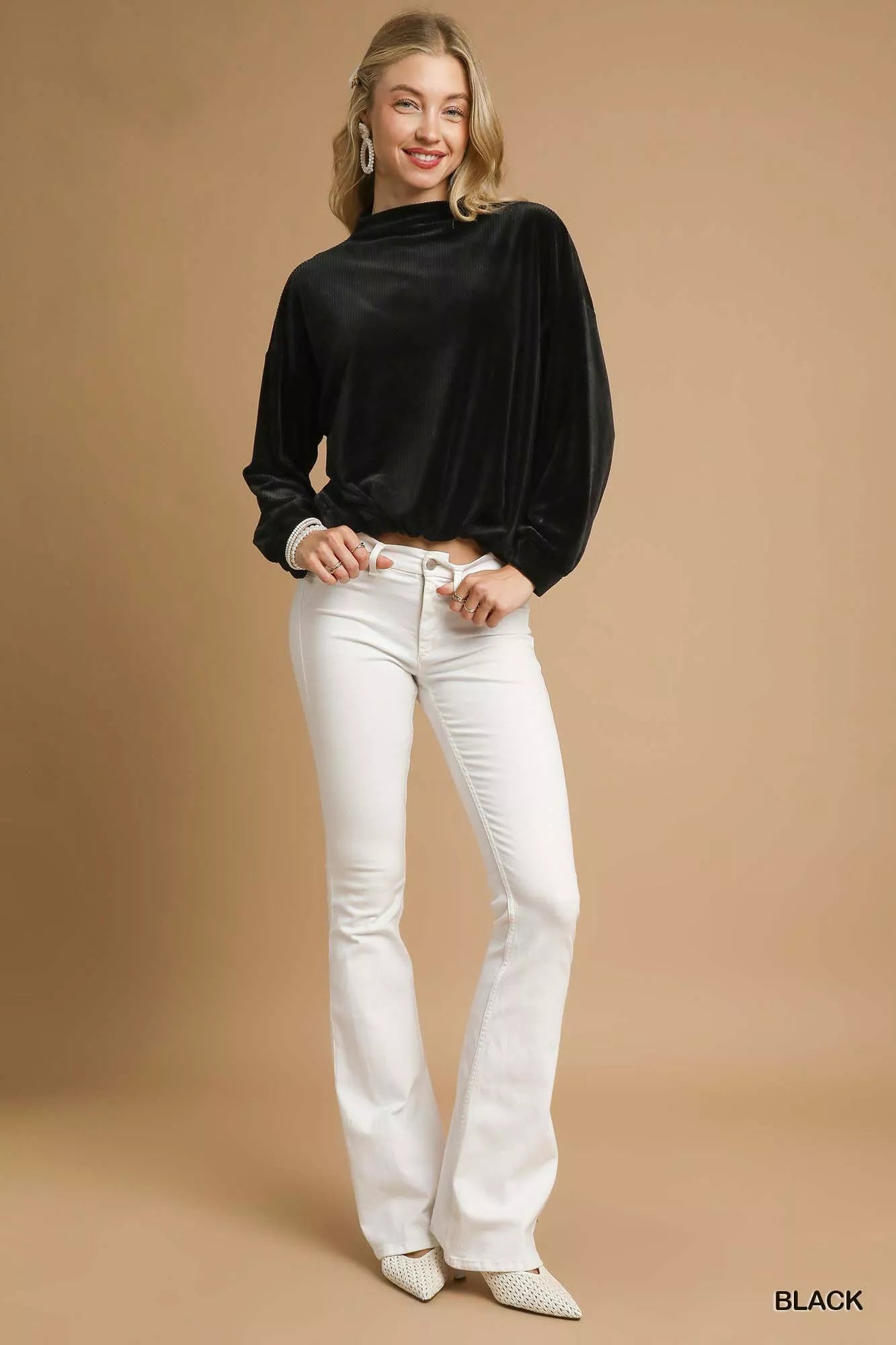Umgee Ribbed Drawstring Hem Knit Top | Tops Daverri Fashions
