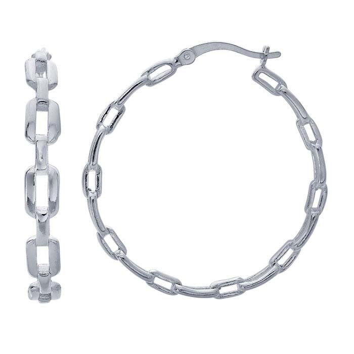 Sterling Silver Chain Link Hoop Earrings Earrings