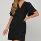 She + Sky Ruffled Surplice Short Flutter Sleeve Mini Dress - DAVERRI FASHIONS