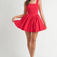 MABLE Poplin Square Neckline Bubble Mini Dress