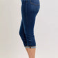 Dark blue Judy Blue high waist capri jeans with rolled cuffs