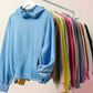 BiBi Stitch Detailed Elastic Hem Half Zip Fleece Hoodie Blue - DAVERRI FASHIONS