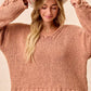 BiBi Chunky Knit Sweater with Flower Detail Sleeves - DAVERRI FASHIONS