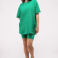 Cotton Round Neck Top & Biker Shorts Set K GREEN S Outfit Sets