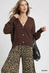 Umgee Button-Front V-Neck Knit Cardigan Brown - DAVERRI FASHIONS