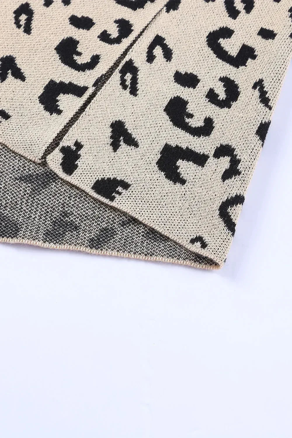 Slit Leopard Mock Neck Dropped Shoulder Sweater - DAVERRI FASHIONS