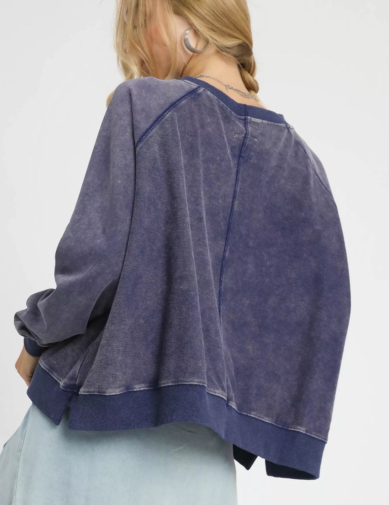 Umgee Mineral Wash French Terry Sweatshirt | Sweatshirts Daverri Fashions