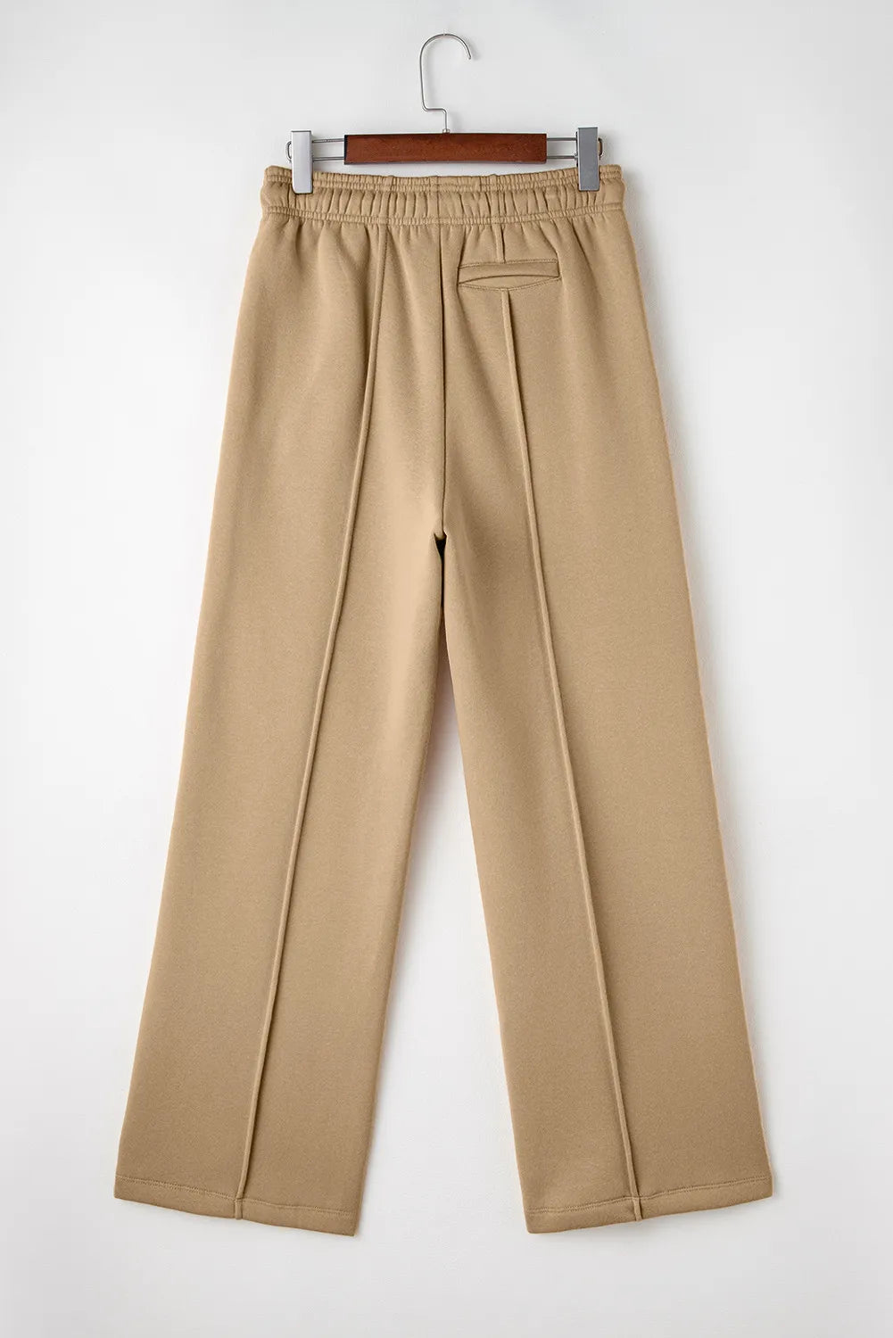 Women’s tan drawstring waist wide-leg pants with pockets