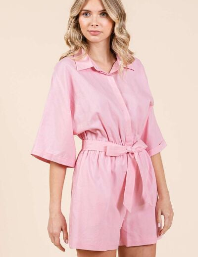 Mittoshop Tie Waist Half Sleeve Romper