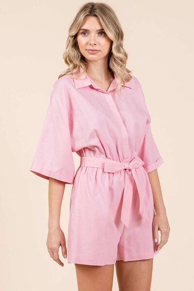 Mittoshop Tie Waist Half Sleeve Romper