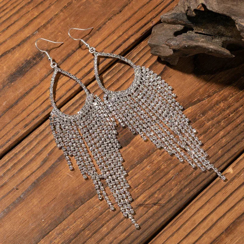 Glam Drop Crystal Waterfall Dangle Earrings - DAVERRI FASHIONS