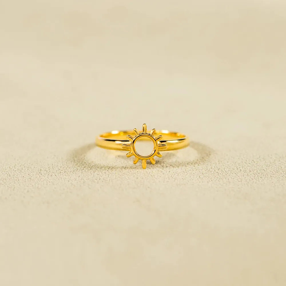 Sun Shape 18K Gold-Plated Ring | Rings Daverri Fashions