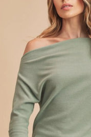 Aemi + Co One Shoulder Long Sleeve Knit Top | Daverri Fashions