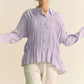 Davi & Dani Ruched All Over Button Front Shirt - DAVERRI FASHIONS