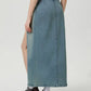 Slit Denim Skirt with Zip - DAVERRI FASHIONS