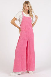 Mittoshop Textured Wide Leg Overalls Barbie Pink