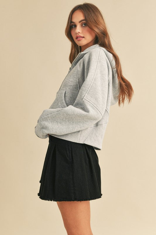 Aemi + Co Half Zip Raglan Sleeve Hoodie with Kangaroo Pocket