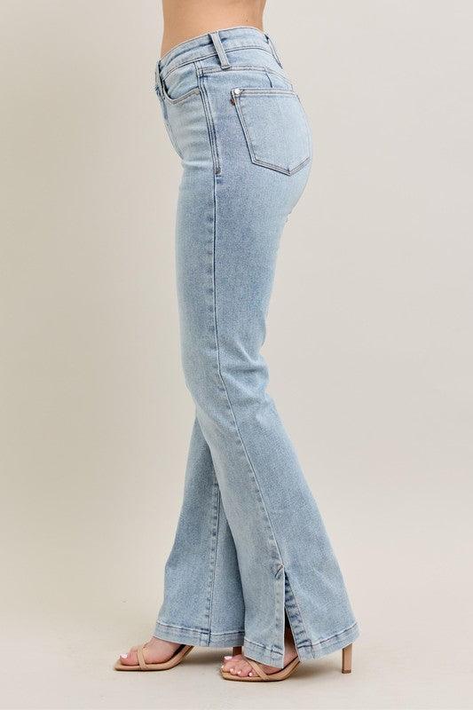 Judy Blue Tummy Control Vintage Wash Side Slit Slim Boot Jeans Jeans