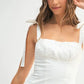 MABLE Shoulder Tie Corset Panel Mini Dress